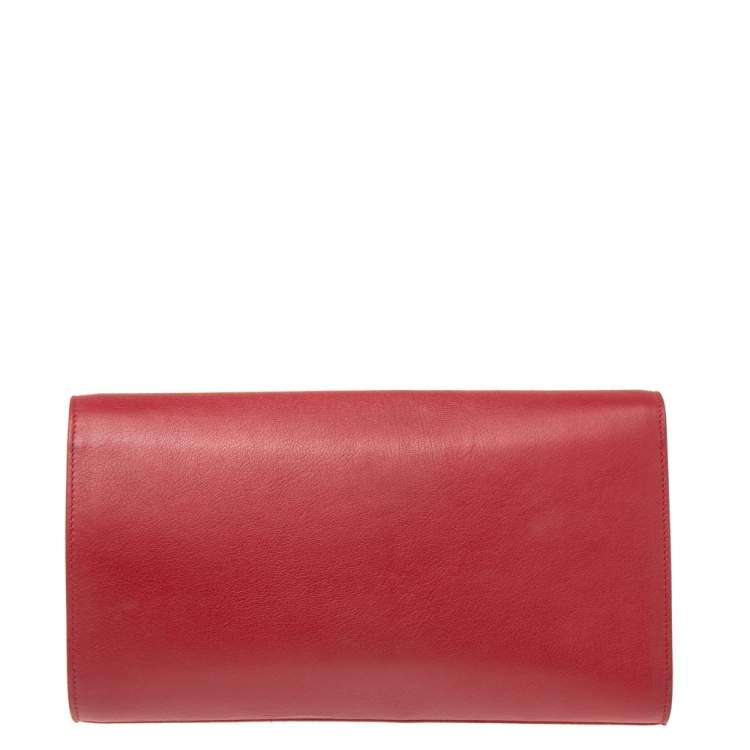 Pre Owned Yves Saint Laurent Red Leather Belle De Jour Clutch