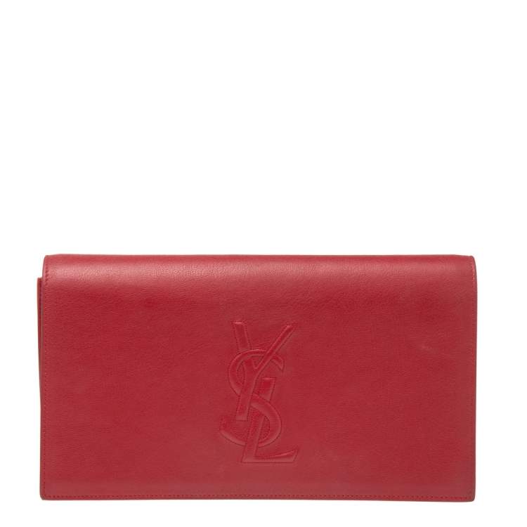 Pre Owned Yves Saint Laurent Red Leather Belle De Jour Clutch