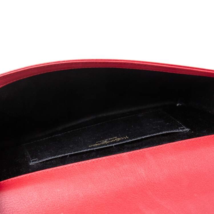 Pre Owned Yves Saint Laurent Red Leather Belle De Jour Clutch