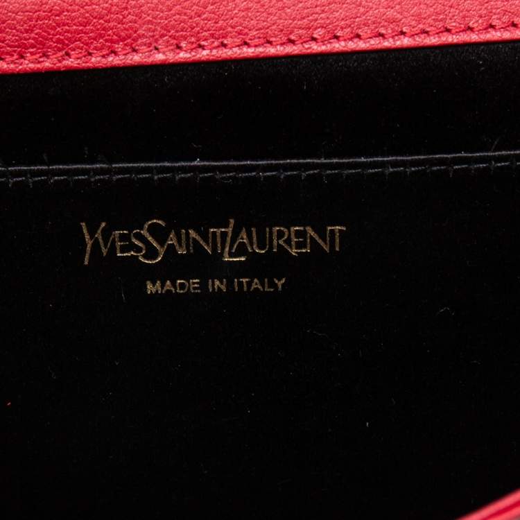 Pre Owned Yves Saint Laurent Red Leather Belle De Jour Clutch