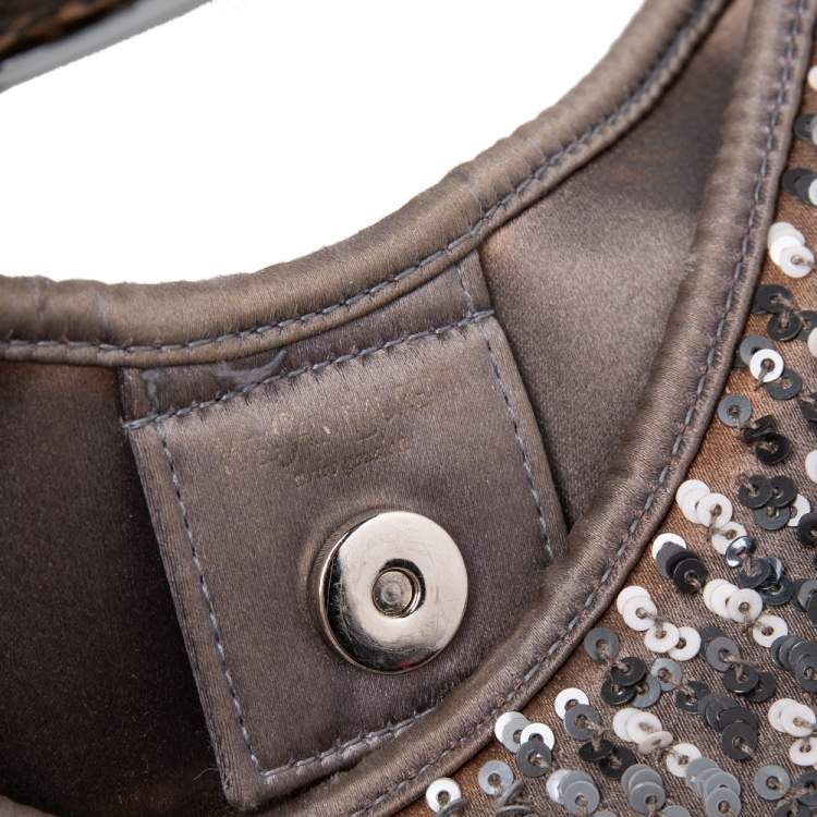 مملوكة مسبقًا Yves Saint Laurent Grey Sequins And Satin Mombasa Horn Hobo