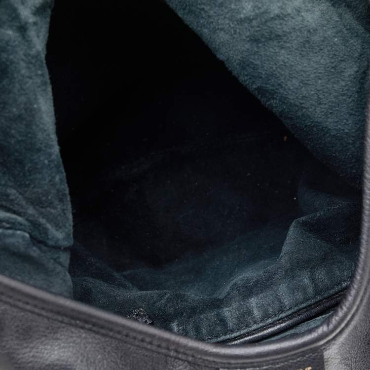 Pre Owned Yves Saint Laurent Black Leather St. Tropez Horn Hobo