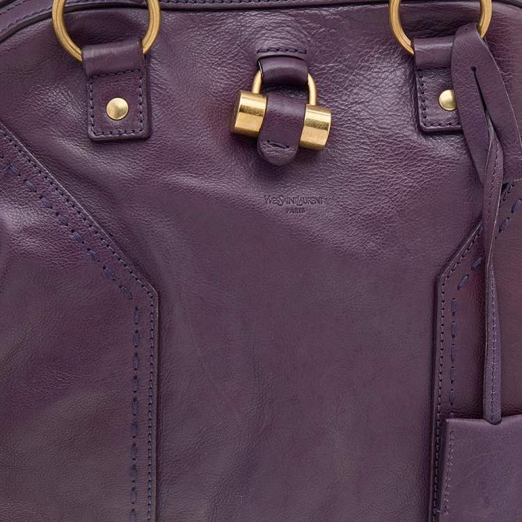 Pre Owned Yves Saint Laurent Purple Leather Oversized Muse Bag