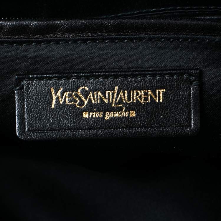 Pre Owned Yves Saint Laurent Navy Blue Patent Leather Downtown Tote