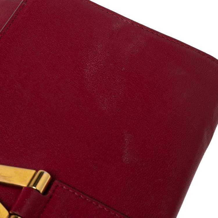 Pre Owned Yves Saint Laurent Red Leather Y-Ligne Clutch