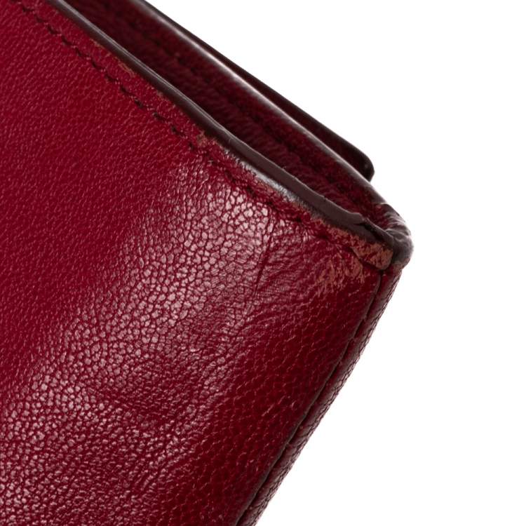 Pre Owned Yves Saint Laurent Red Leather Y-Ligne Clutch