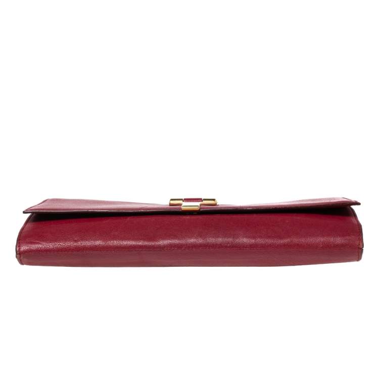 Pre Owned Yves Saint Laurent Red Leather Y-Ligne Clutch