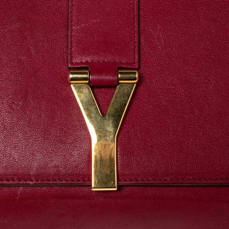 Pre Owned Yves Saint Laurent Red Leather Y-Ligne Clutch