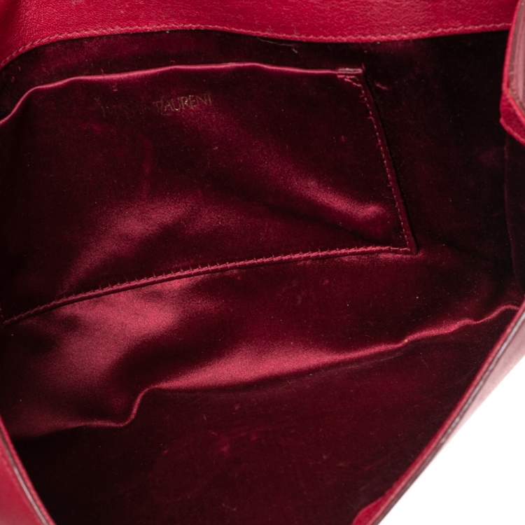 Pre Owned Yves Saint Laurent Red Leather Y-Ligne Clutch