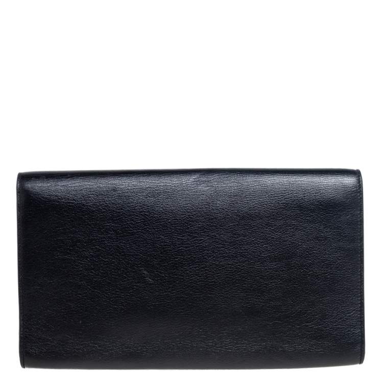 Pre Owned Yves Saint Laurent Black Leather Belle De Jour Flap Clutch