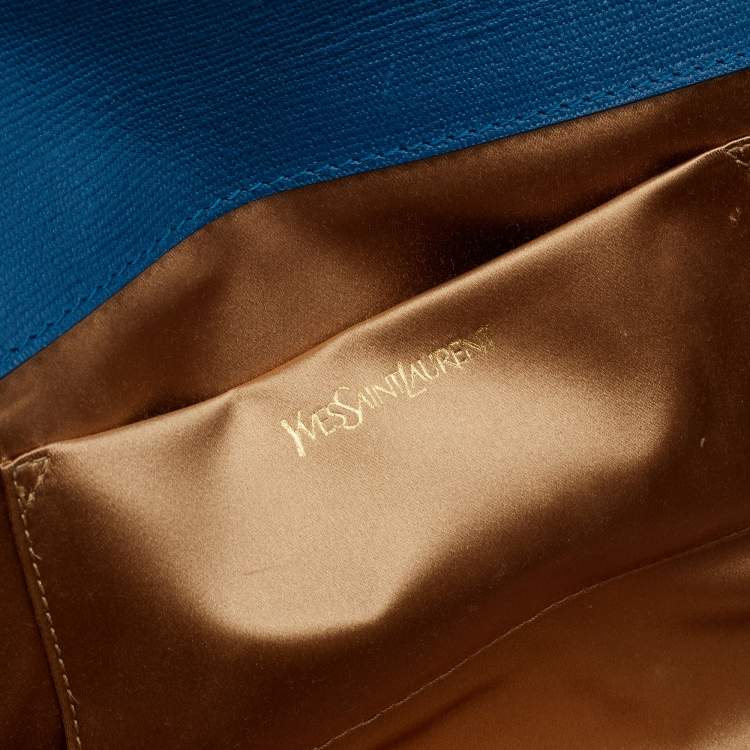 Pre Owned Yves Saint Laurent Blue Leather Classic Y-Ligne Clutch