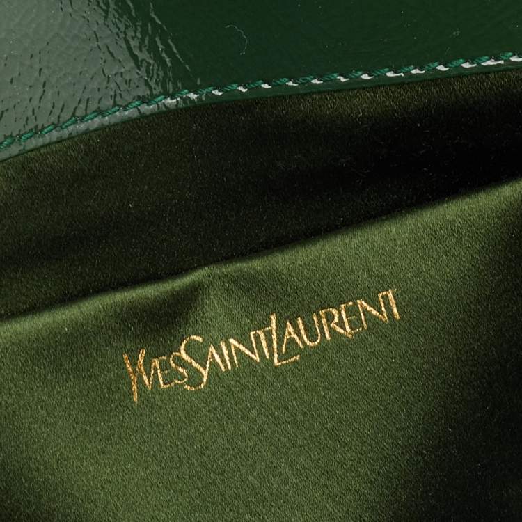 Pre Owned Yves Saint Laurent Dark Green Patent Leather Belle De Jour Clutch