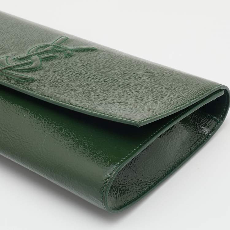Pre Owned Yves Saint Laurent Dark Green Patent Leather Belle De Jour Clutch