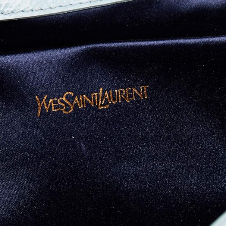 Pre Owned Yves Saint Laurent Turquoise Patent Leather Belle De Jour Flap Clutch