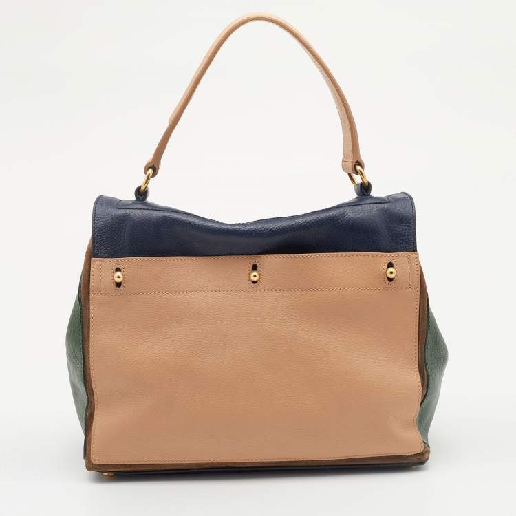 Pre Owned Yves Saint Laurent Multicolor Leather And Suede Muse Two Top Handle Bag