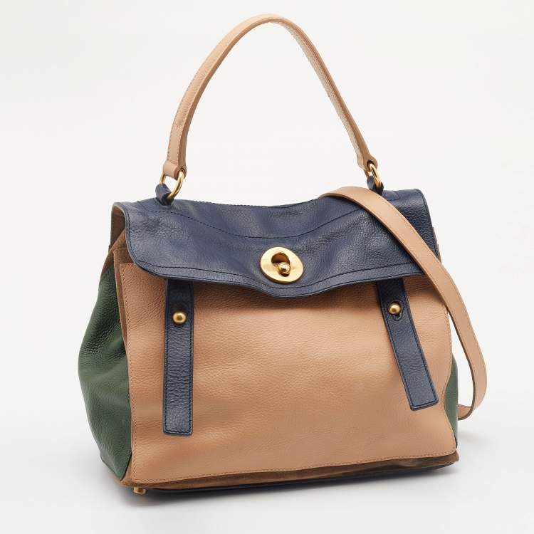 Pre Owned Yves Saint Laurent Multicolor Leather And Suede Muse Two Top Handle Bag