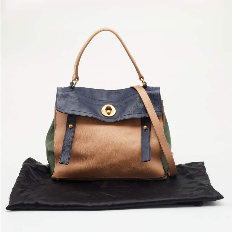 Pre Owned Yves Saint Laurent Multicolor Leather And Suede Muse Two Top Handle Bag