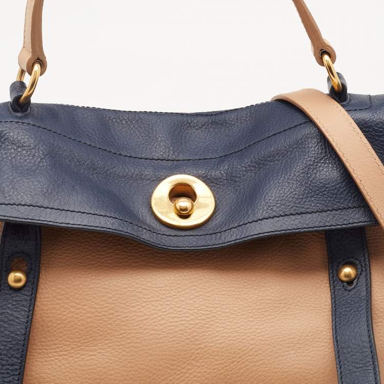 Pre Owned Yves Saint Laurent Multicolor Leather And Suede Muse Two Top Handle Bag