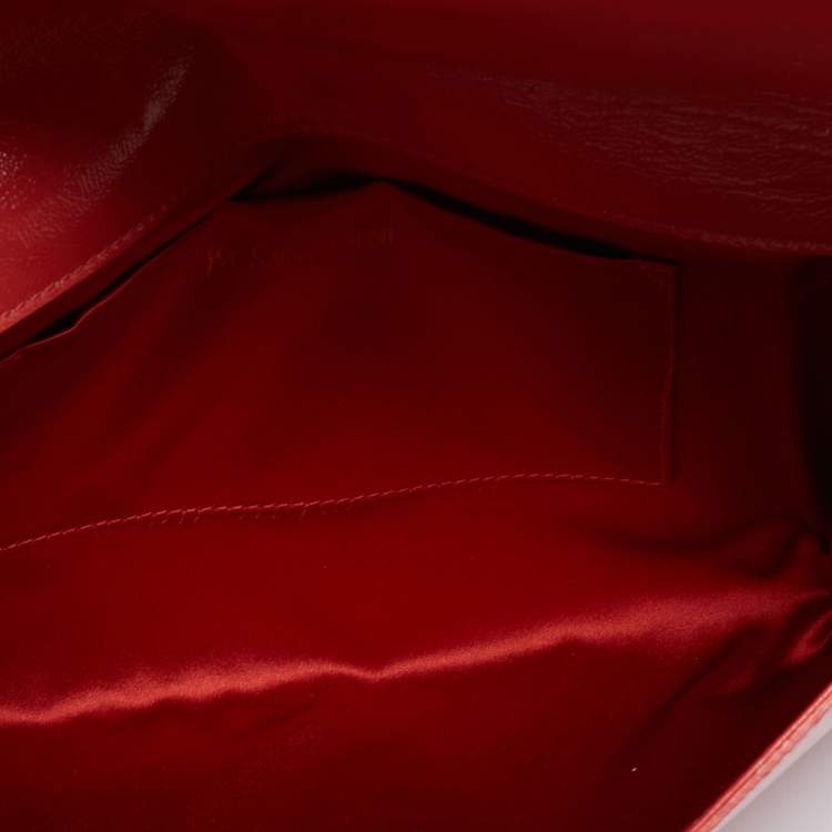 Pre Owned Yves Saint Laurent Orange Patent Leather Belle De Jour Clutch
