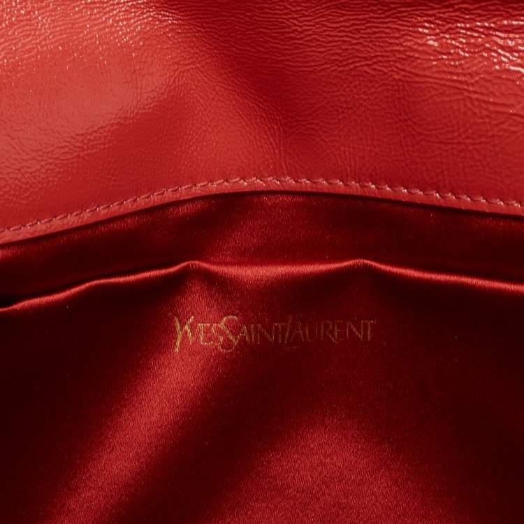 Pre Owned Yves Saint Laurent Orange Patent Leather Belle De Jour Clutch