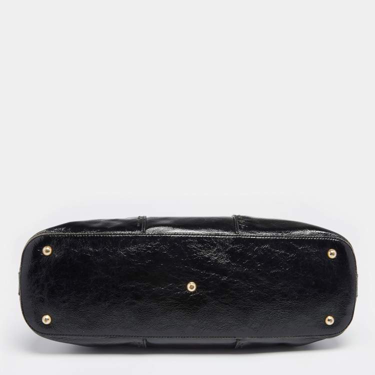 Pre Owned Yves Saint Laurent Black Patent Leather Large Muse Satchel