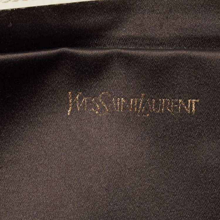 Pre Owned Yves Saint Laurent Off White Patent Leather Belle De Jour Flap Clutch