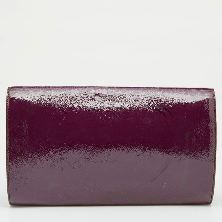 Pre Owned Yves Saint Laurent Purple Patent Leather Belle De Jour Clutch