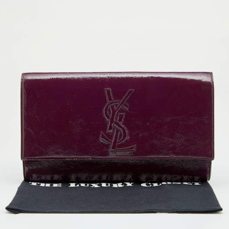 Pre Owned Yves Saint Laurent Purple Patent Leather Belle De Jour Clutch