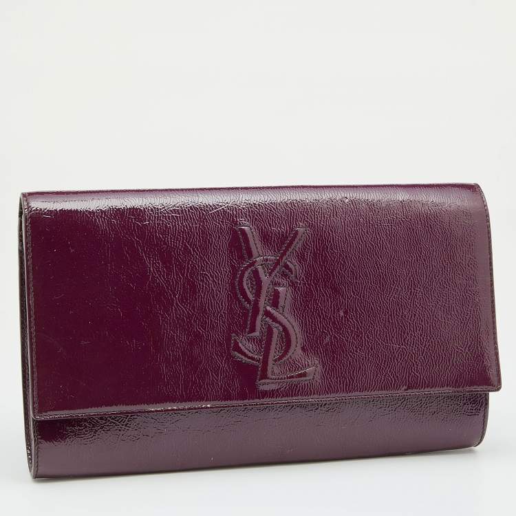 Pre Owned Yves Saint Laurent Purple Patent Leather Belle De Jour Clutch