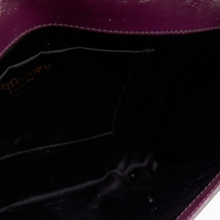 Pre Owned Yves Saint Laurent Purple Patent Leather Belle De Jour Clutch