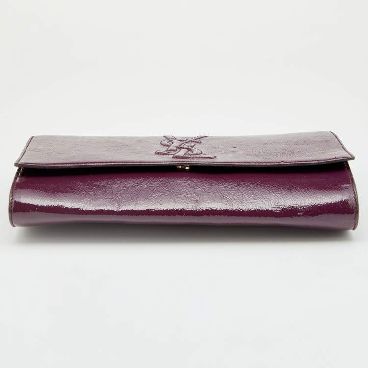 Pre Owned Yves Saint Laurent Purple Patent Leather Belle De Jour Clutch