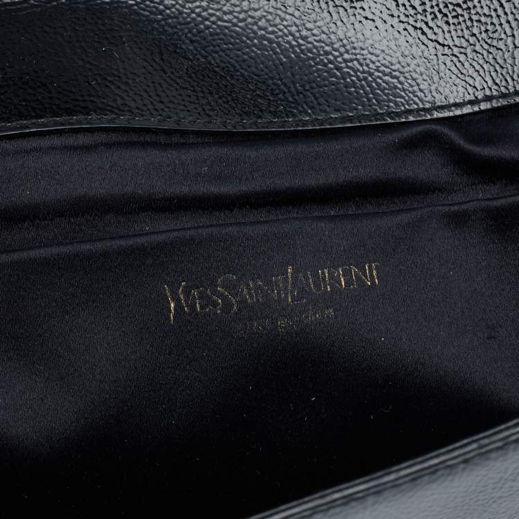 Pre Owned Yves Saint Laurent Black Patent Leather Belle De Jour Flap Clutch