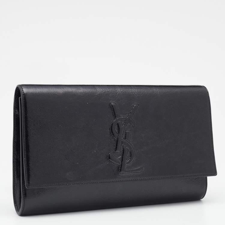 Pre Owned Yves Saint Laurent Black Patent Leather Belle De Jour Flap Clutch