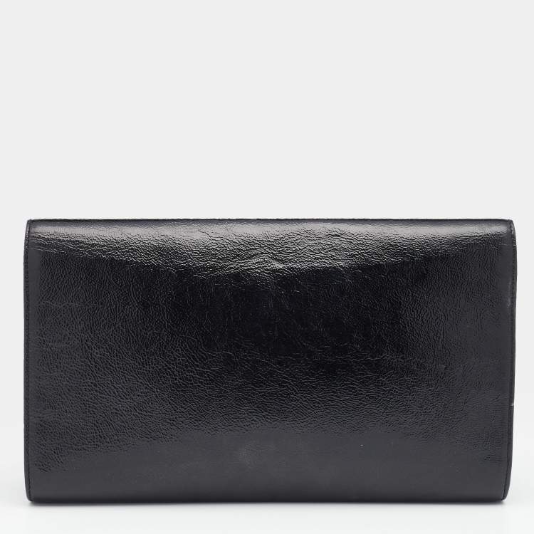 Pre Owned Yves Saint Laurent Black Patent Leather Belle De Jour Flap Clutch
