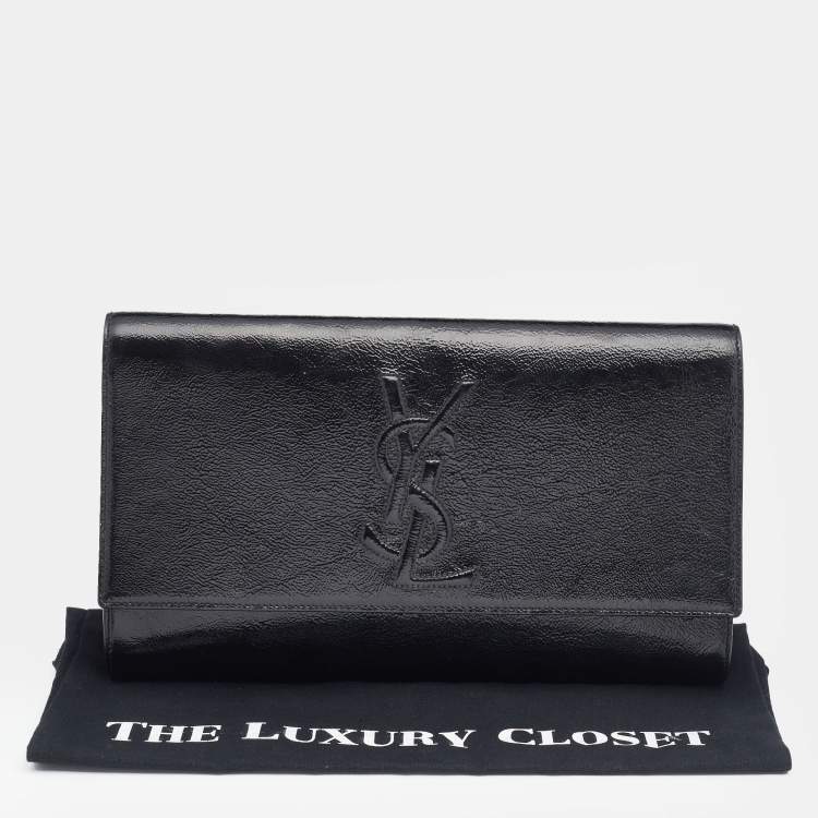 Pre Owned Yves Saint Laurent Black Patent Leather Belle De Jour Flap Clutch