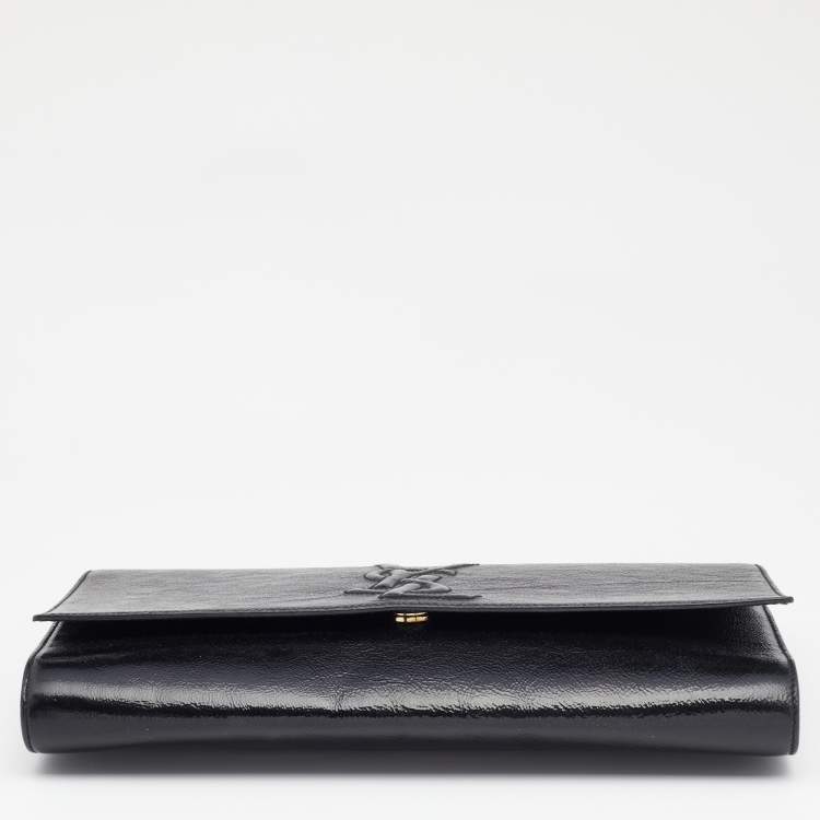 Pre Owned Yves Saint Laurent Black Patent Leather Belle De Jour Flap Clutch