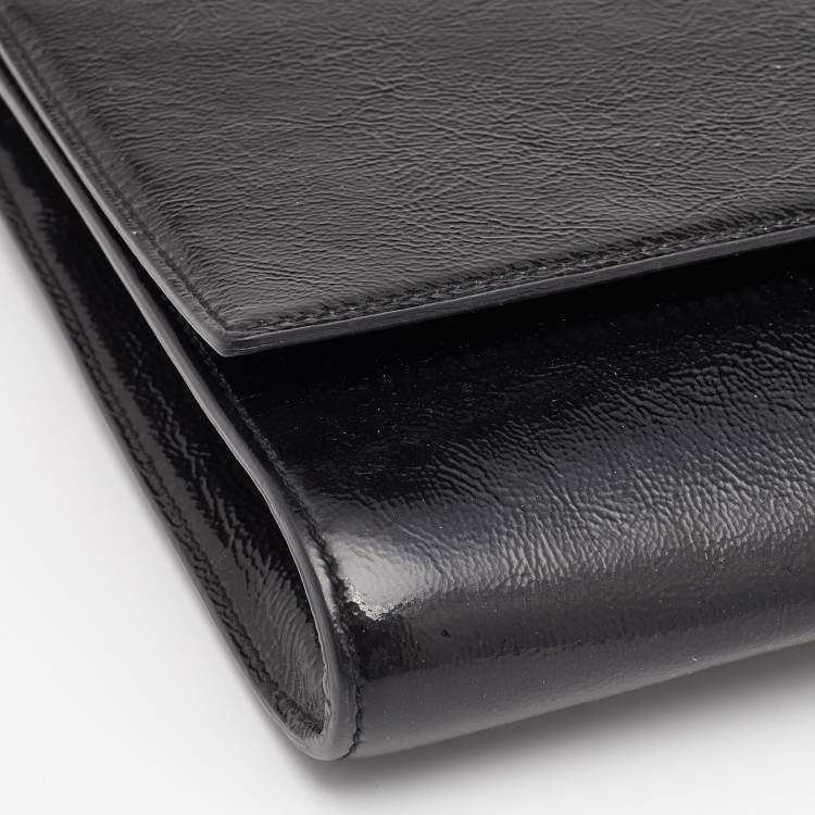 Pre Owned Yves Saint Laurent Black Patent Leather Belle De Jour Flap Clutch