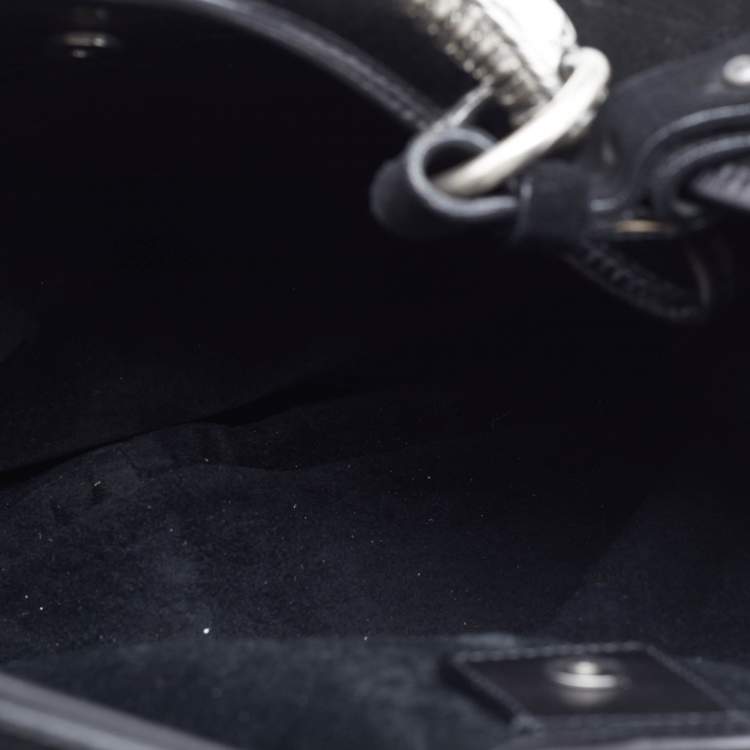 Pre Owned Yves Saint Laurent Black Suede Mombasa Horn Hobo