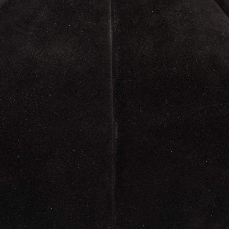 Pre Owned Yves Saint Laurent Black Suede Mombasa Horn Hobo