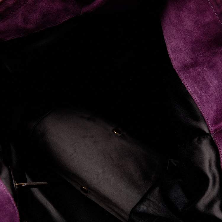 Pre Owned Yves Saint Laurent Dark Brown Patent Leather Large Downtown Tote
