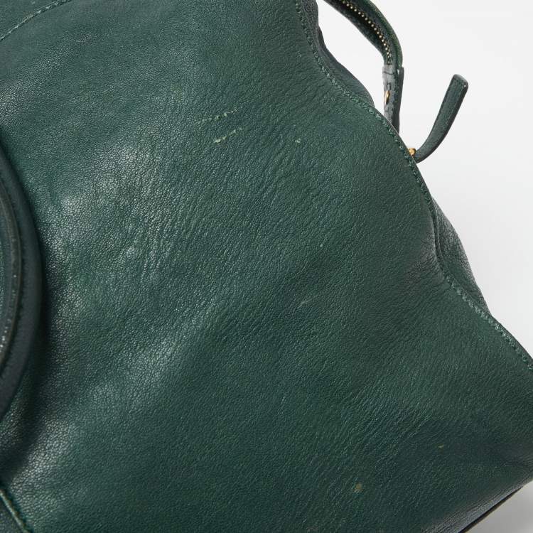 Pre Owned Yves Saint Laurent Green Leather Large Y Cabas Chyc Tote