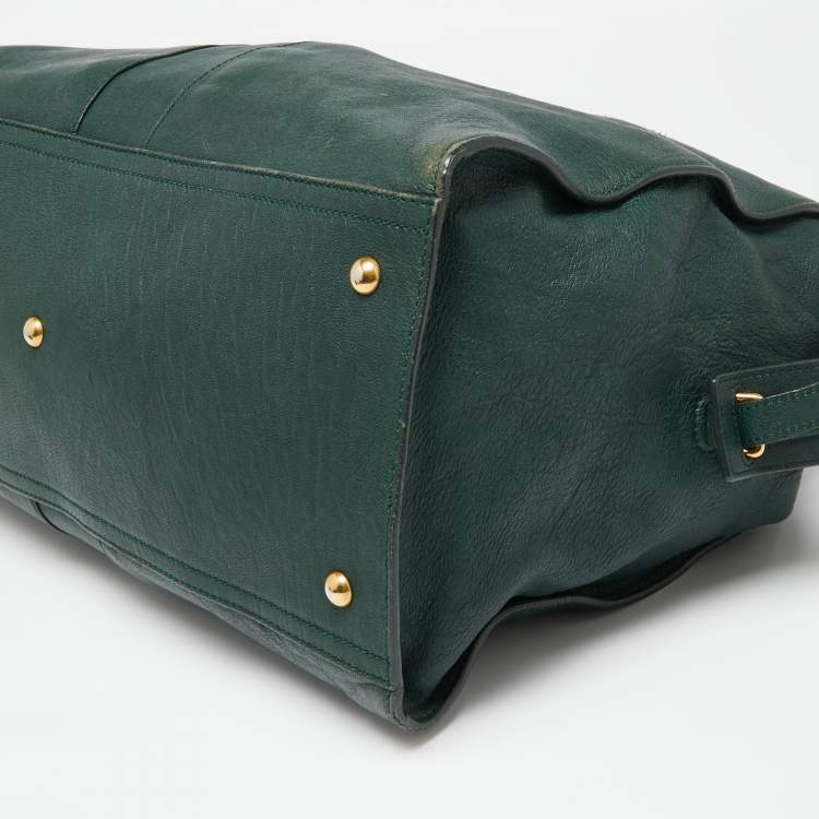 Pre Owned Yves Saint Laurent Green Leather Large Y Cabas Chyc Tote