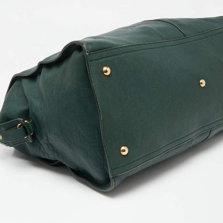 Pre Owned Yves Saint Laurent Green Leather Large Y Cabas Chyc Tote