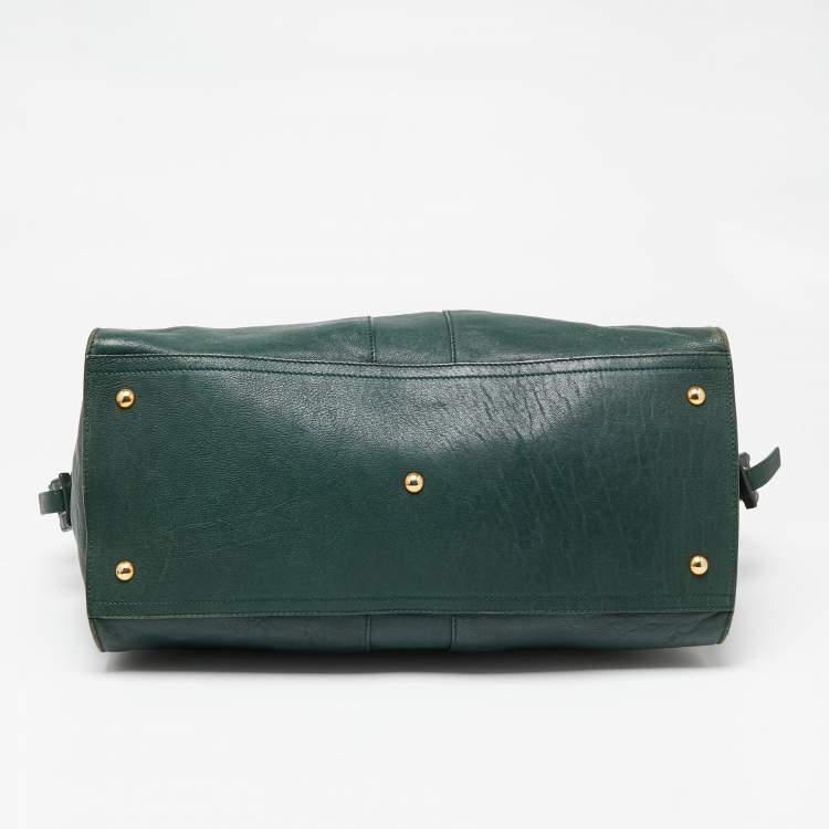 Pre Owned Yves Saint Laurent Green Leather Large Y Cabas Chyc Tote