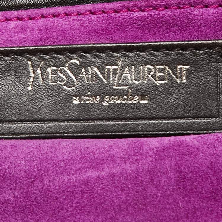 Pre Owned Yves Saint Laurent Purple Eel Leather Envelope Flap Clutch