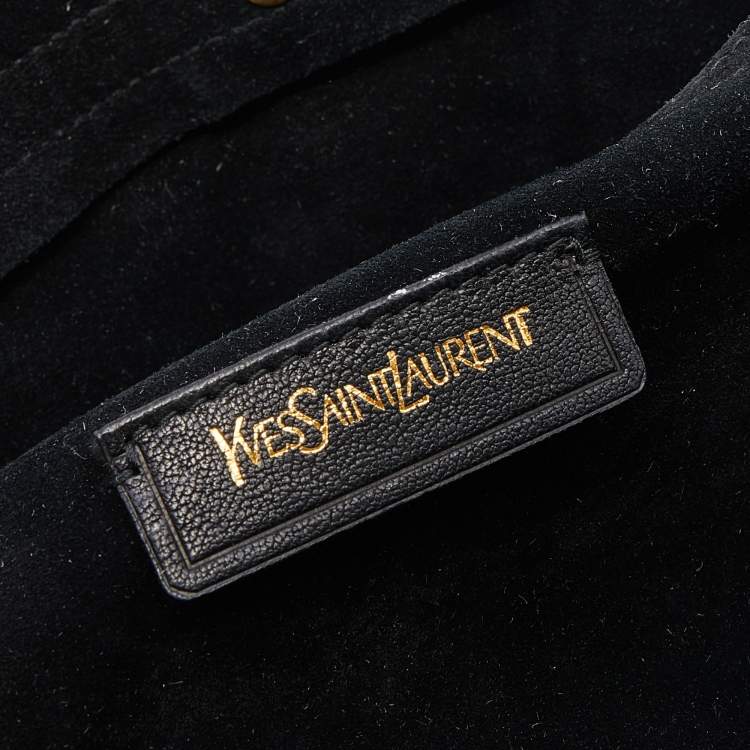 Pre Owned Yves Saint Laurent Black/Gold Leather And Suede Large Muse Two Top Handle Bag