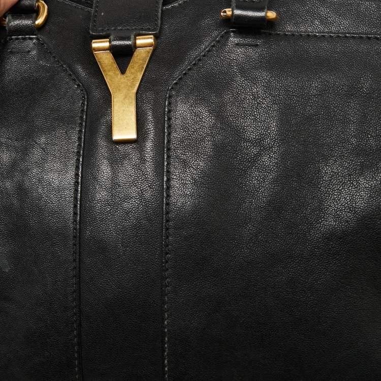 Pre Owned Yves Saint Laurent Black Leather Small Cabas Chyc Tote