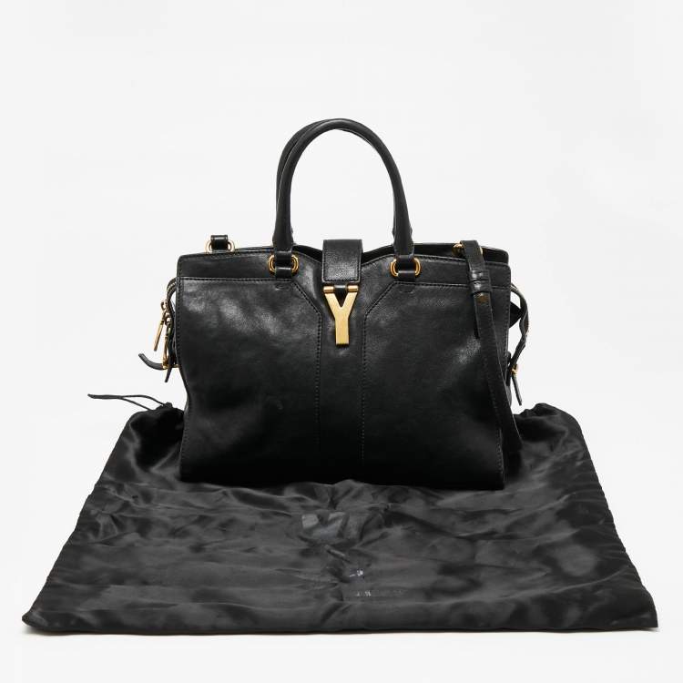Pre Owned Yves Saint Laurent Black Leather Small Cabas Chyc Tote