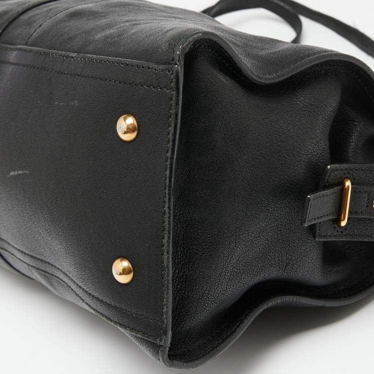 Pre Owned Yves Saint Laurent Black Leather Small Cabas Chyc Tote