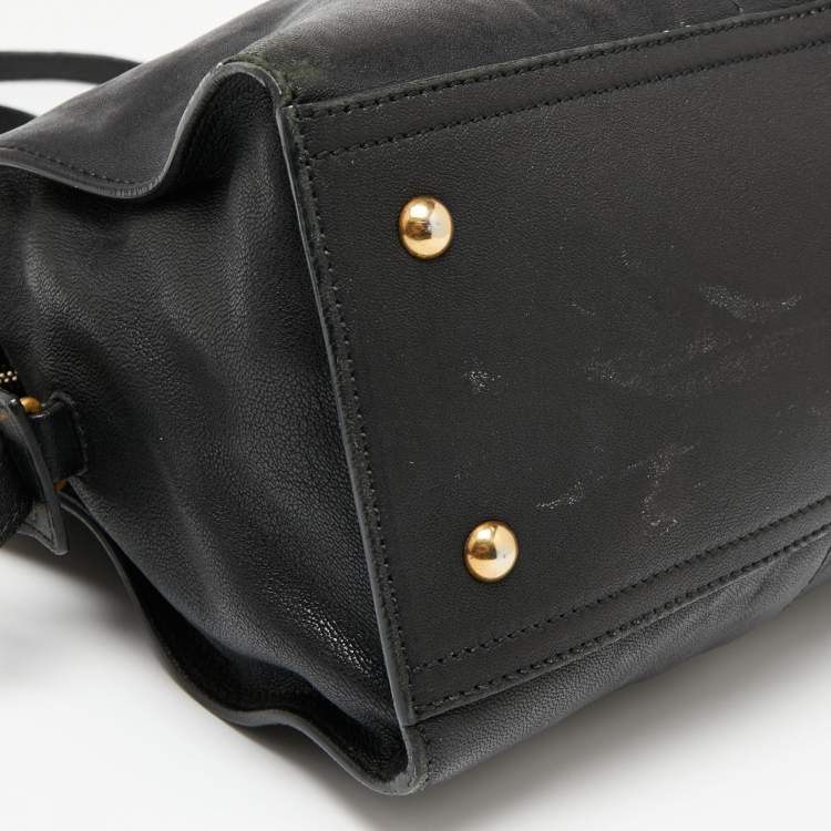 Pre Owned Yves Saint Laurent Black Leather Small Cabas Chyc Tote